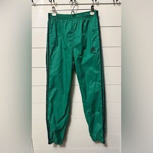 Vintage 90s Adidas Track Pants Men's Small Green Nylon Windbreaker Athletic